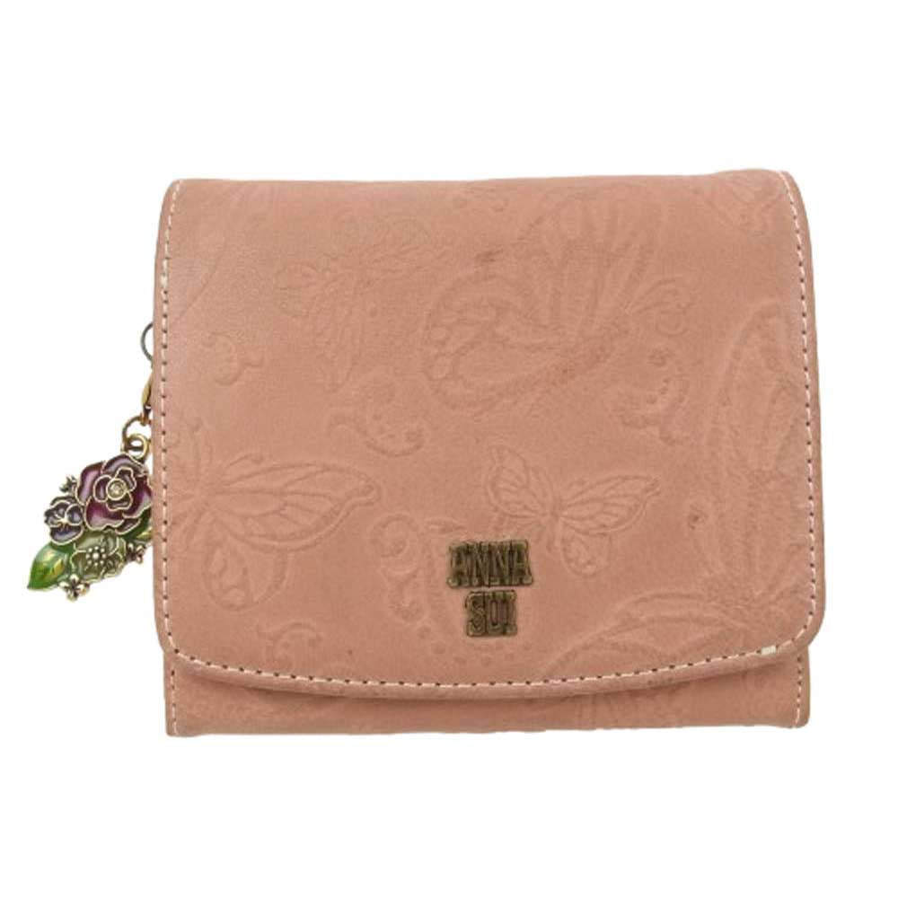 ANNA SUI アナスイ バタフライダンス 財布 二つ折り財布 ピンク系【中古】