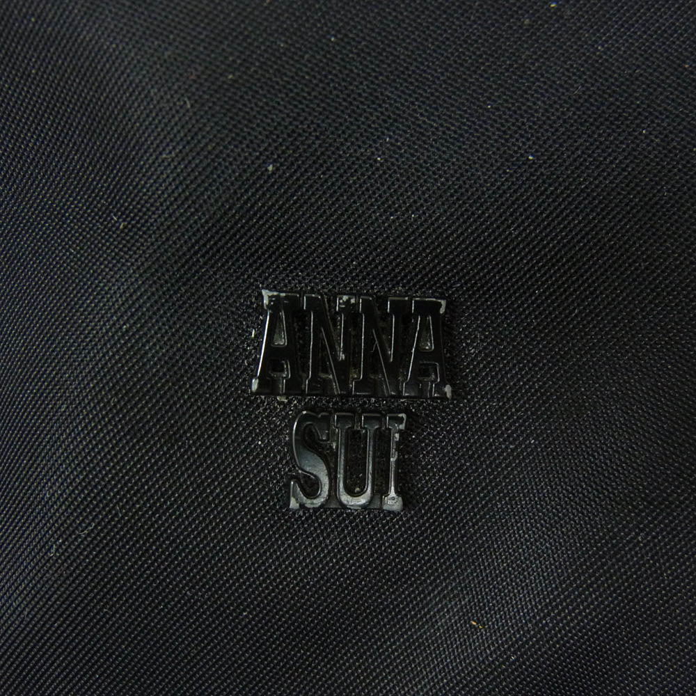 ANNA SUI アナスイ バタフライレース 巾着 チェーン ショルダー バッグ ブラック系【中古】