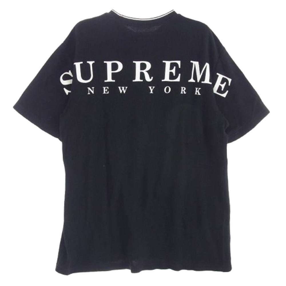 Supreme シュプリーム 19SS Stripe Rib Waffle Top  ストライプ リブ ワッフル トップ 半袖 Tシャツ ブラック系 M【中古】