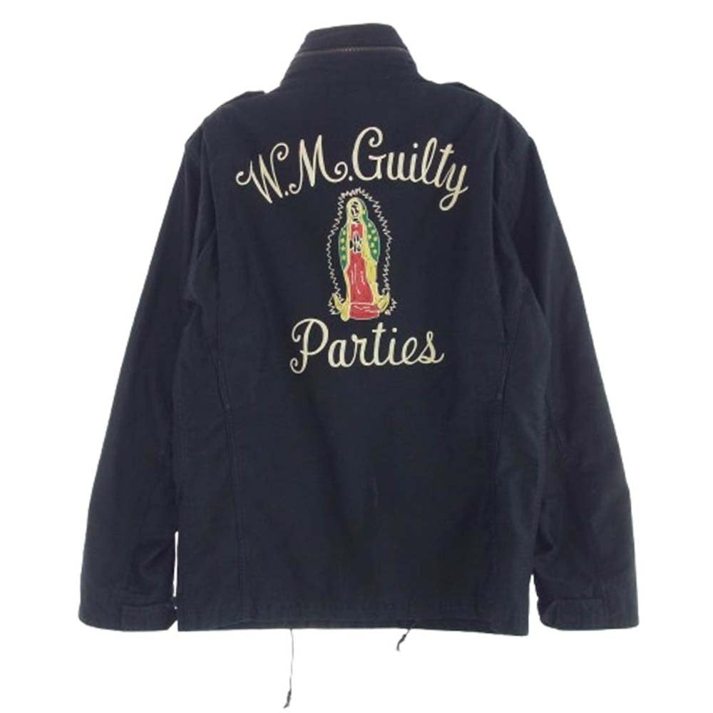 WACKO MARIA ワコマリア M-65 JACKET 裏地レオパード 刺繍ロゴ ミリタリー フィールド ジャケット ブラック系 XL【中古】