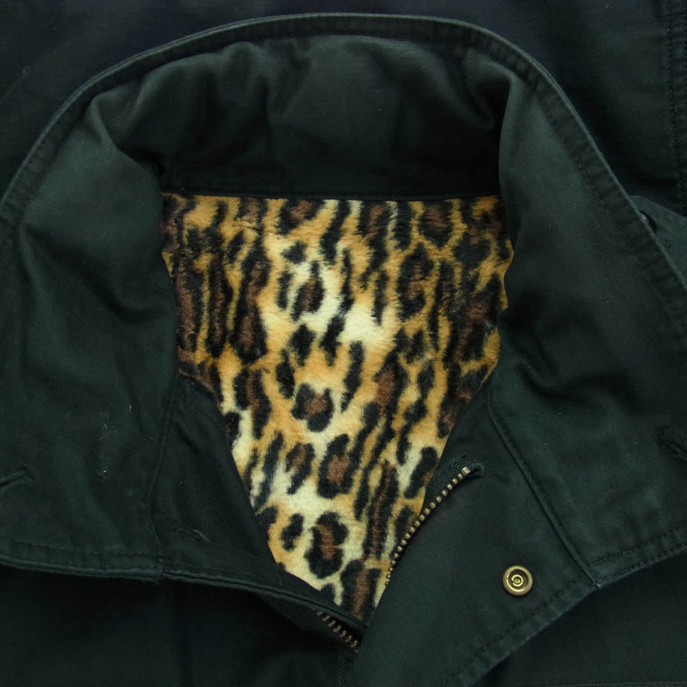 WACKO MARIA ワコマリア M-65 JACKET 裏地レオパード 刺繍ロゴ ミリタリー フィールド ジャケット ブラック系 XL【中古】