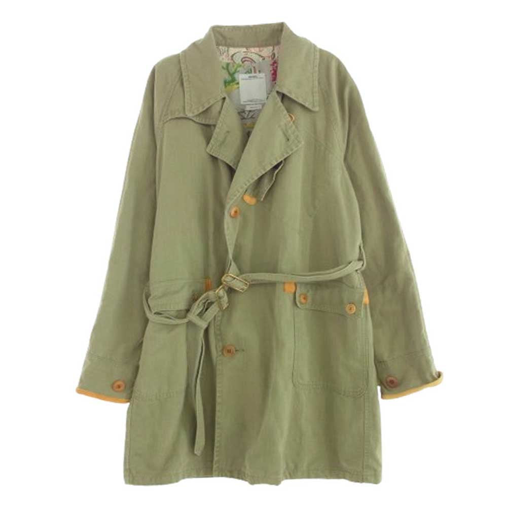 VISVIM ビズビム 14AW 114205013011 HENDEE TRENCH ヘリンボーン トレンチ コート カーキ系 3【中古】