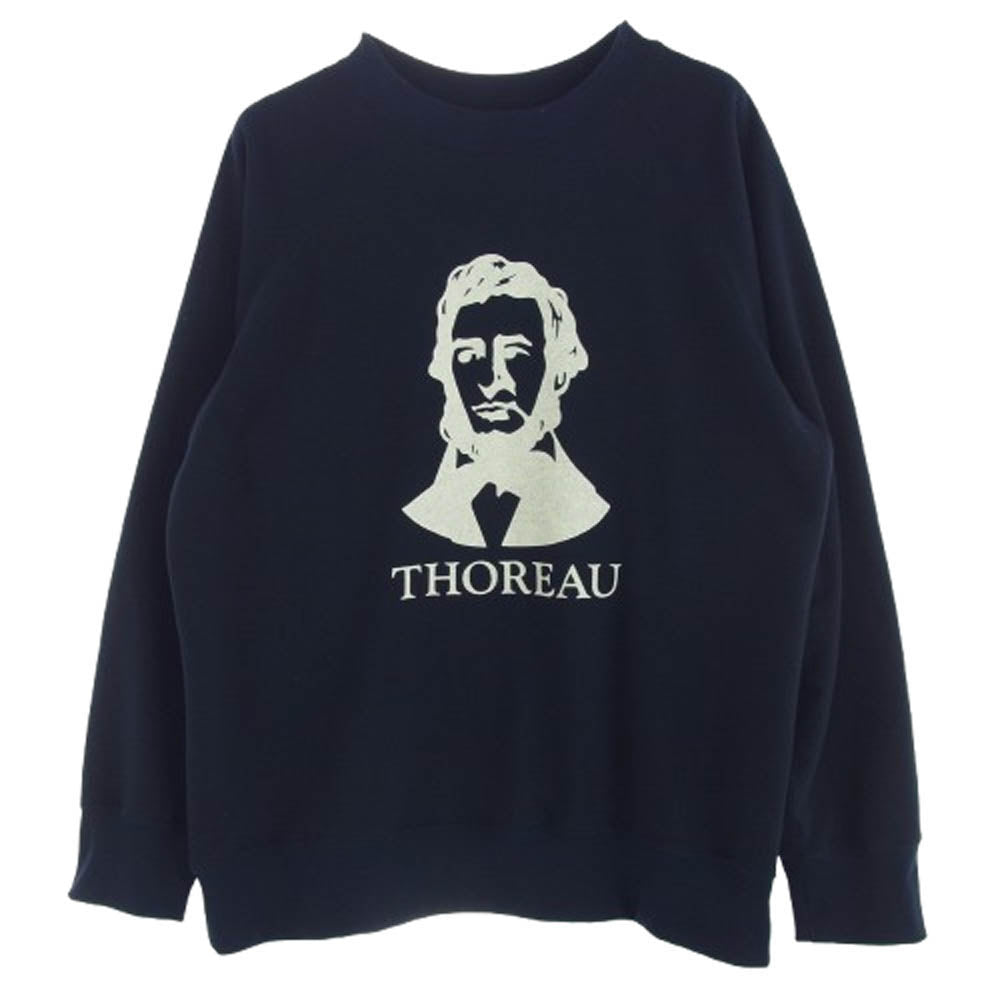 MOUNTAIN RESEARCH マウンテンリサーチ THOREAU ヘンリー D ソロー プリント ラグラン スウェット ダークネイビー系 L【中古】