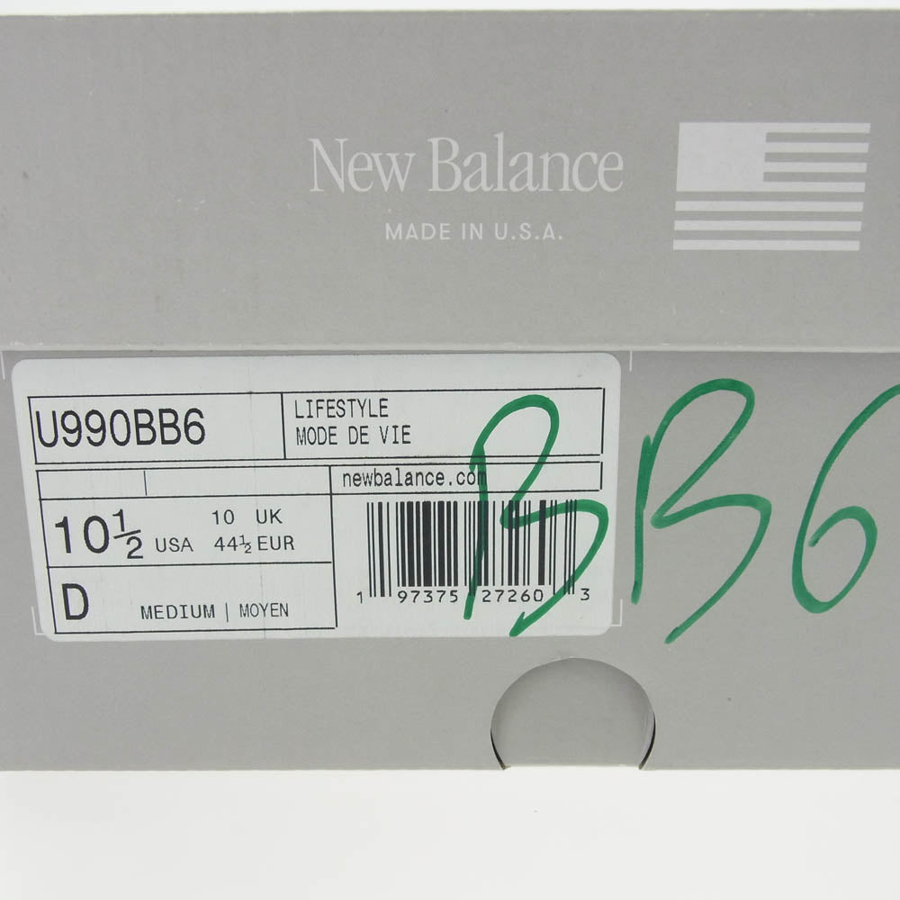 NEW BALANCE ニューバランス USA製 U990BB6 スニーカー ランニングシューズ ブラック系 28.5cm【中古】