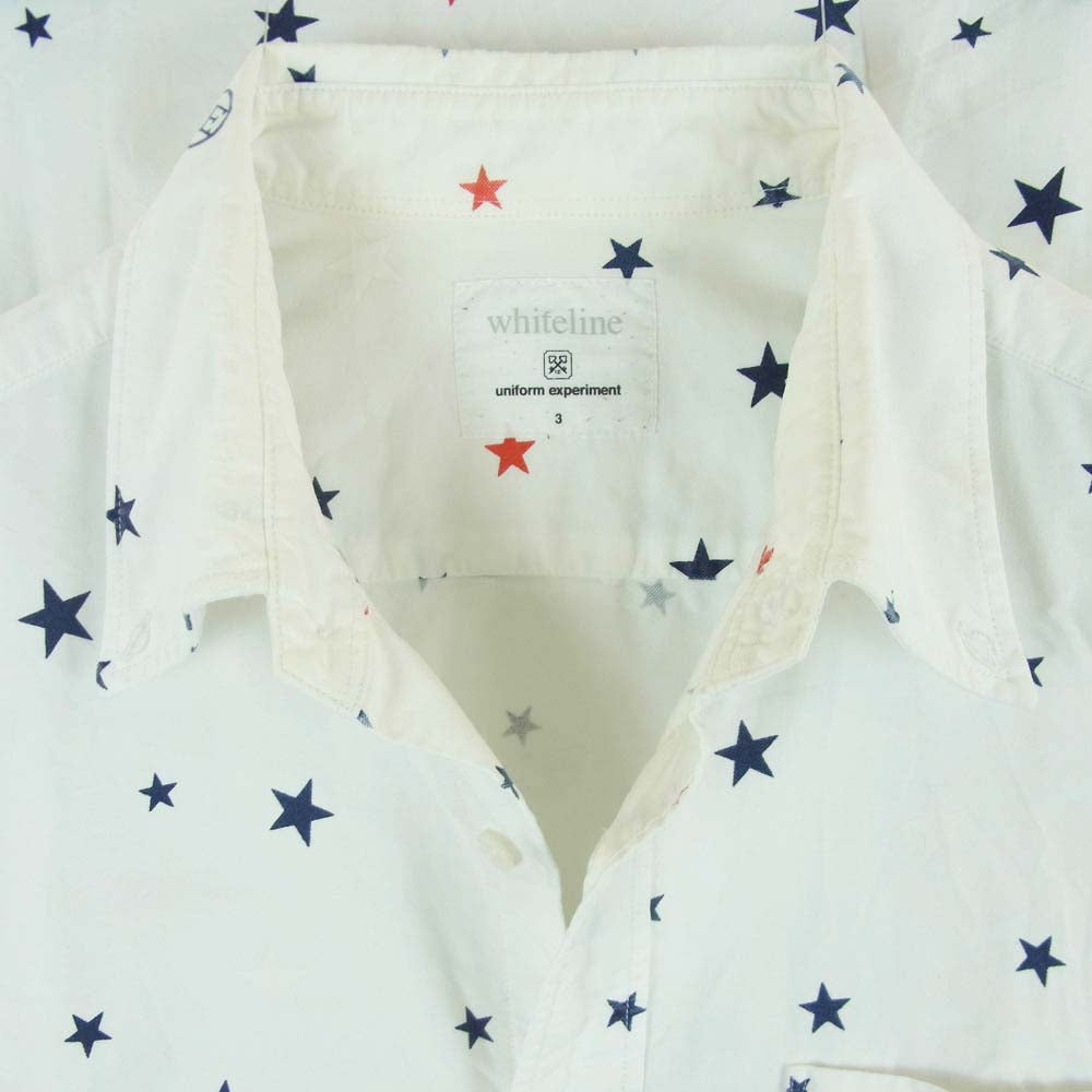 uniform experiment ユニフォームエクスペリメント UE-110040 WHITE LINE ホワイトライン スター総柄 長袖 シャツ ホワイト系 3【中古】