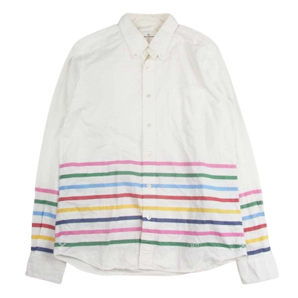 uniform experiment ユニフォームエクスペリメント UE-140082 WHITE LINE ホワイトライン COLOR CHART BORDER B.D. SHIRT カラーチャート ボーダー シャツ ホワイト系 3【中古】
