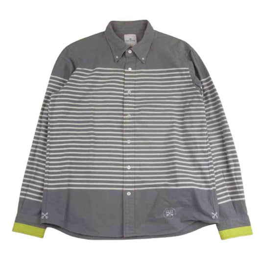 uniform experiment ユニフォームエクスペリメント 11AW UE-112045 ボーダー コットン シャツ 長袖 グレー系 3【中古】