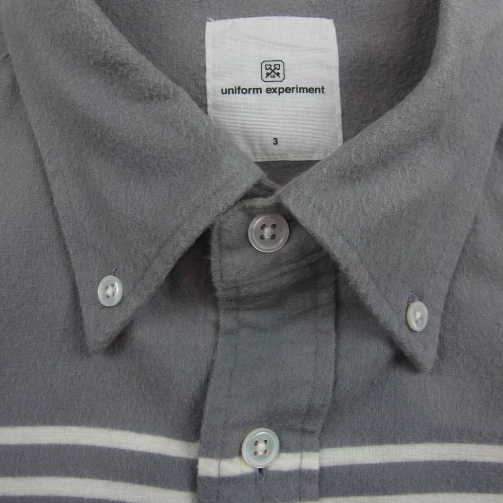 uniform experiment ユニフォームエクスペリメント 11AW UE-112045 ボーダー コットン シャツ 長袖 グレー系 3【中古】