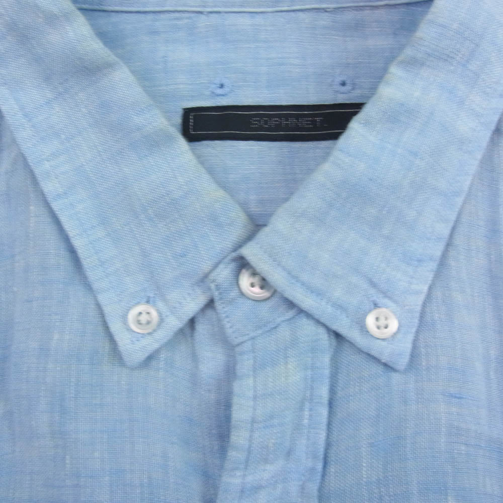SOPHNET. ソフネット SOPH-140073 ボタンダウン リネン 長袖 シャツ 麻 ブルー系 XL【中古】