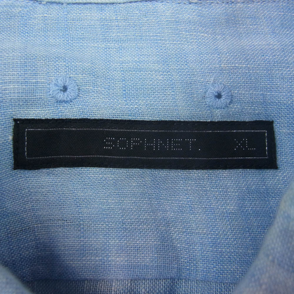 SOPHNET. ソフネット SOPH-140073 ボタンダウン リネン 長袖 シャツ 麻 ブルー系 XL【中古】