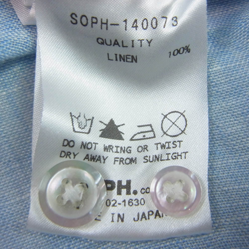 SOPHNET. ソフネット SOPH-140073 ボタンダウン リネン 長袖 シャツ 麻 ブルー系 XL【中古】