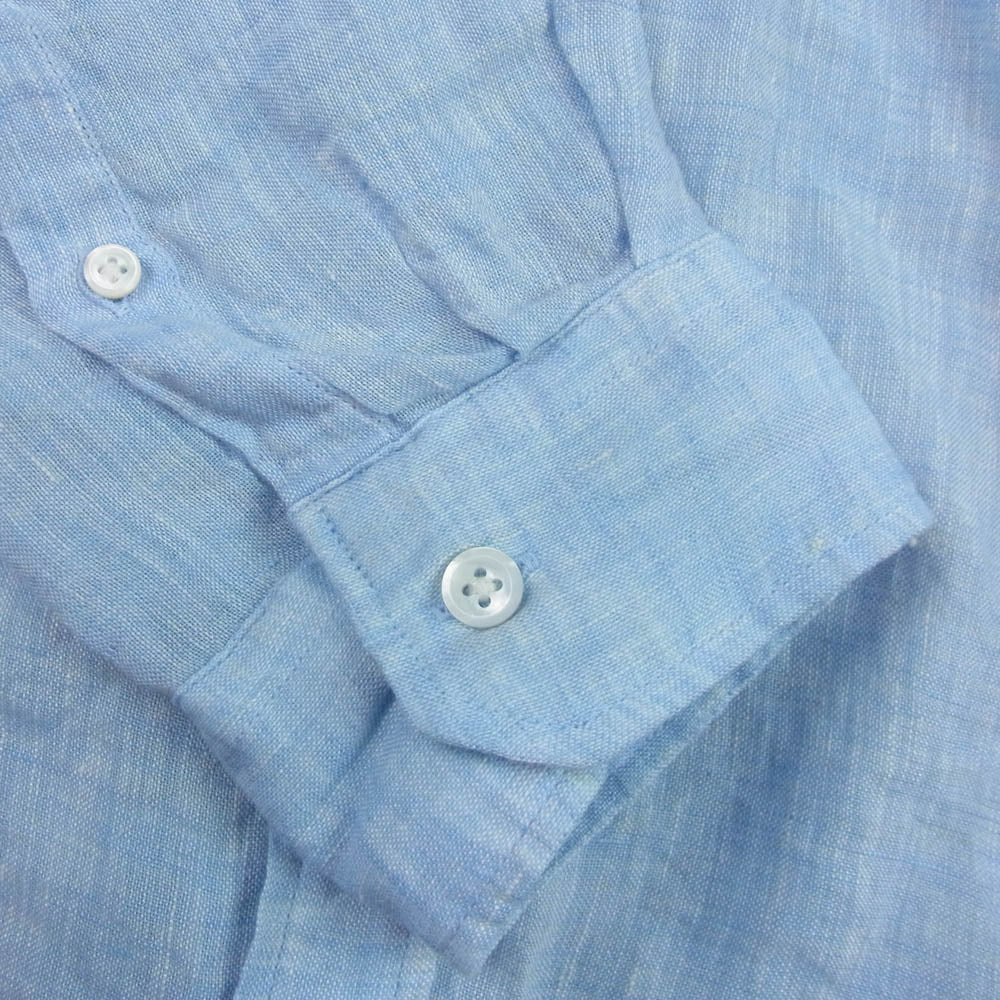 SOPHNET. ソフネット SOPH-140073 ボタンダウン リネン 長袖 シャツ 麻 ブルー系 XL【中古】
