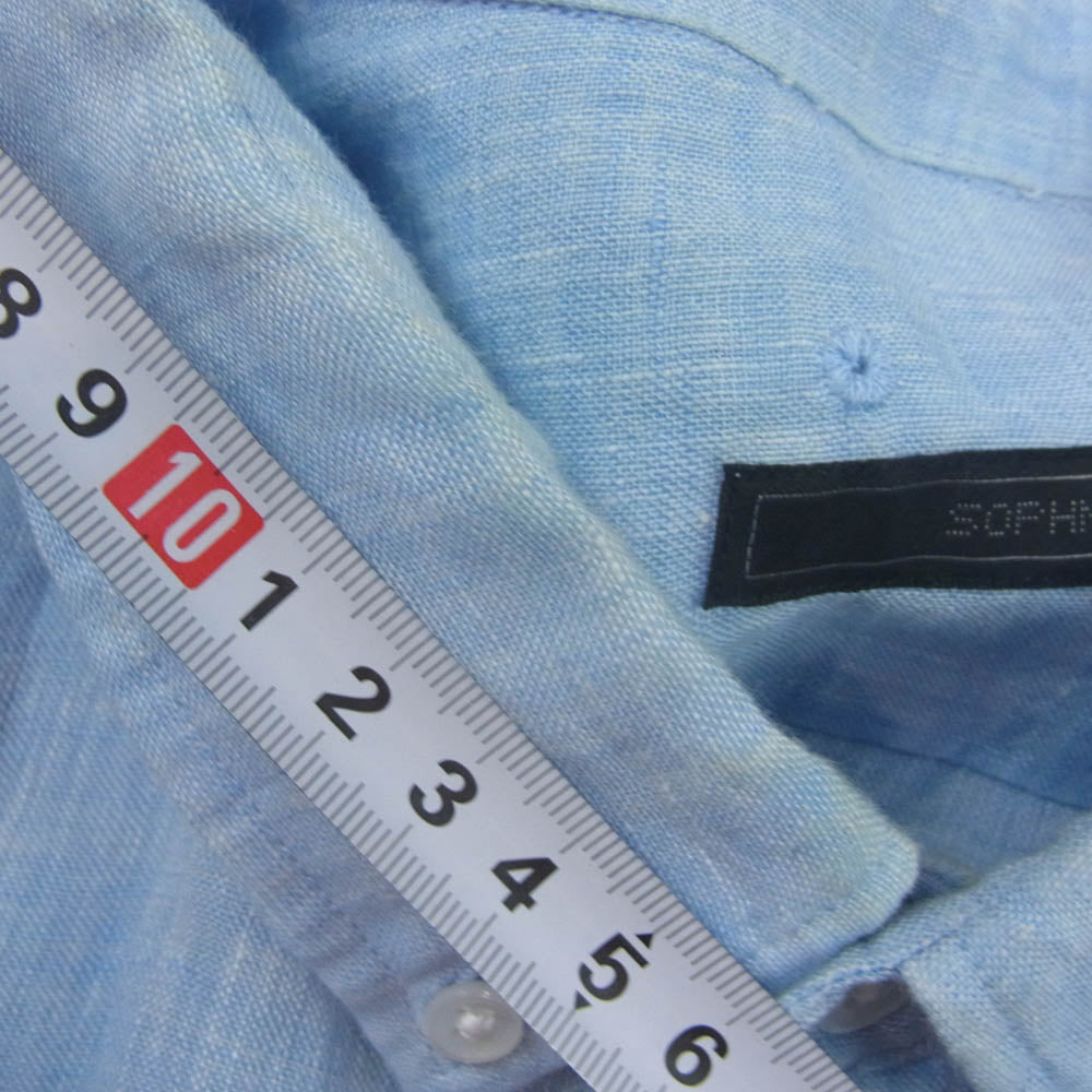 SOPHNET. ソフネット SOPH-140073 ボタンダウン リネン 長袖 シャツ 麻 ブルー系 XL【中古】