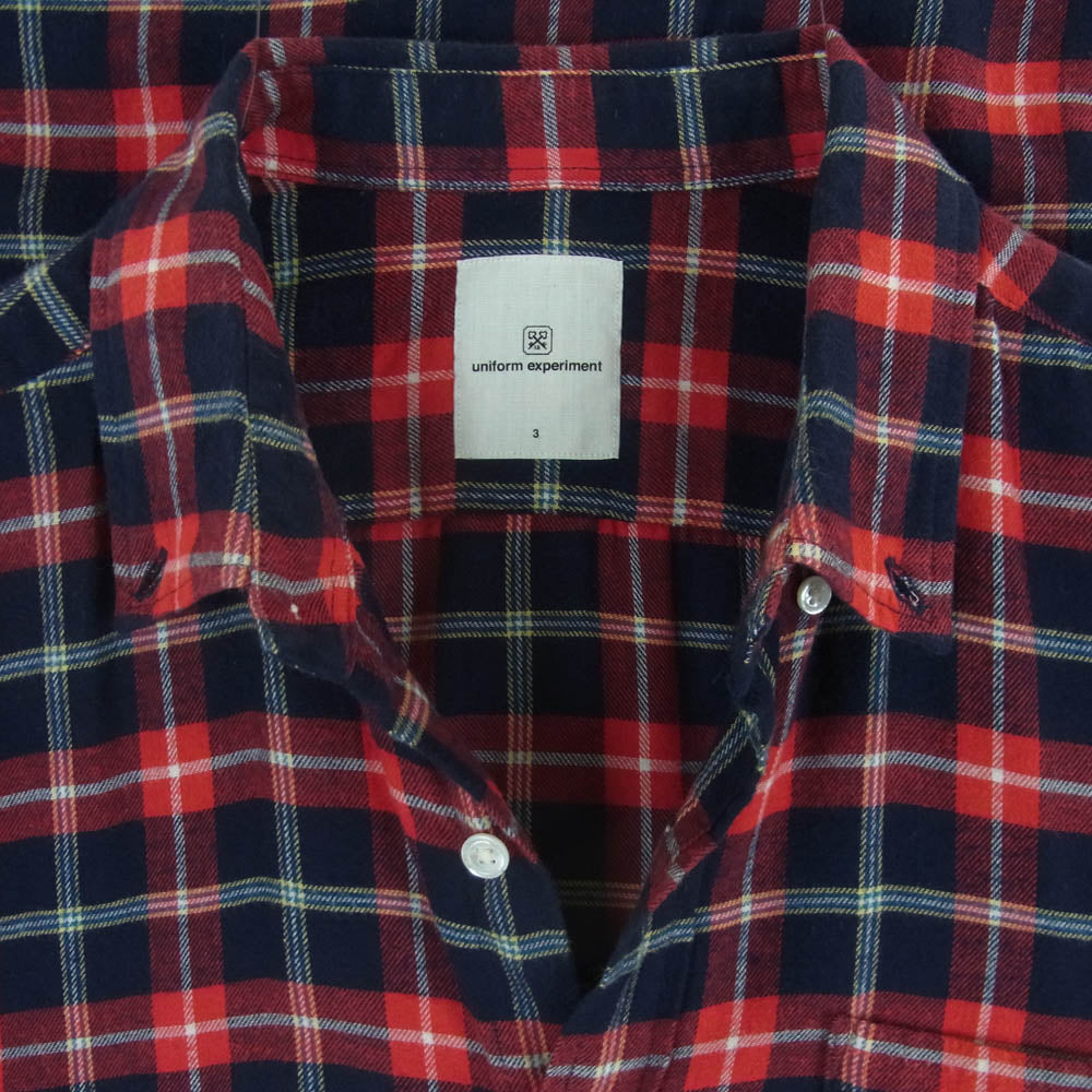uniform experiment ユニフォームエクスペリメント UE-123047 チェック ネルシャツ 長袖 シャツ レッド系 3【中古】