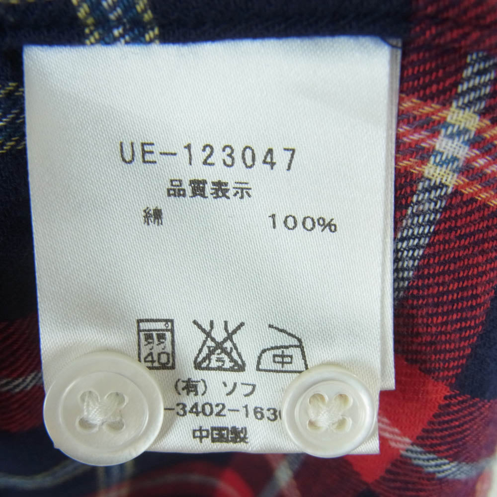 uniform experiment ユニフォームエクスペリメント UE-123047 チェック ネルシャツ 長袖 シャツ レッド系 3【中古】