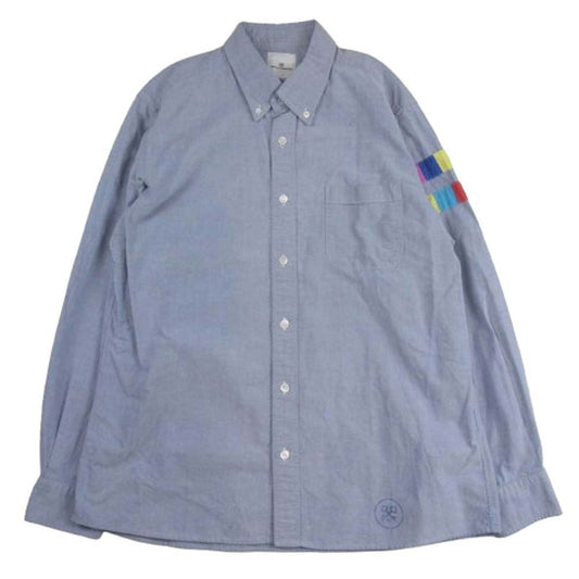 uniform experiment ユニフォームエクスペリメント UE-134069 COLOR CHART LINE SLEEVE B.D SHIRT カラー チャート ライン 長袖 シャツ ブルー系 4【中古】