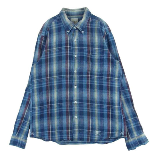 uniform experiment ユニフォームエクスペリメント UE-156057 バックロゴ チェック ネルシャツ 長袖 シャツ ブルー系 4【中古】