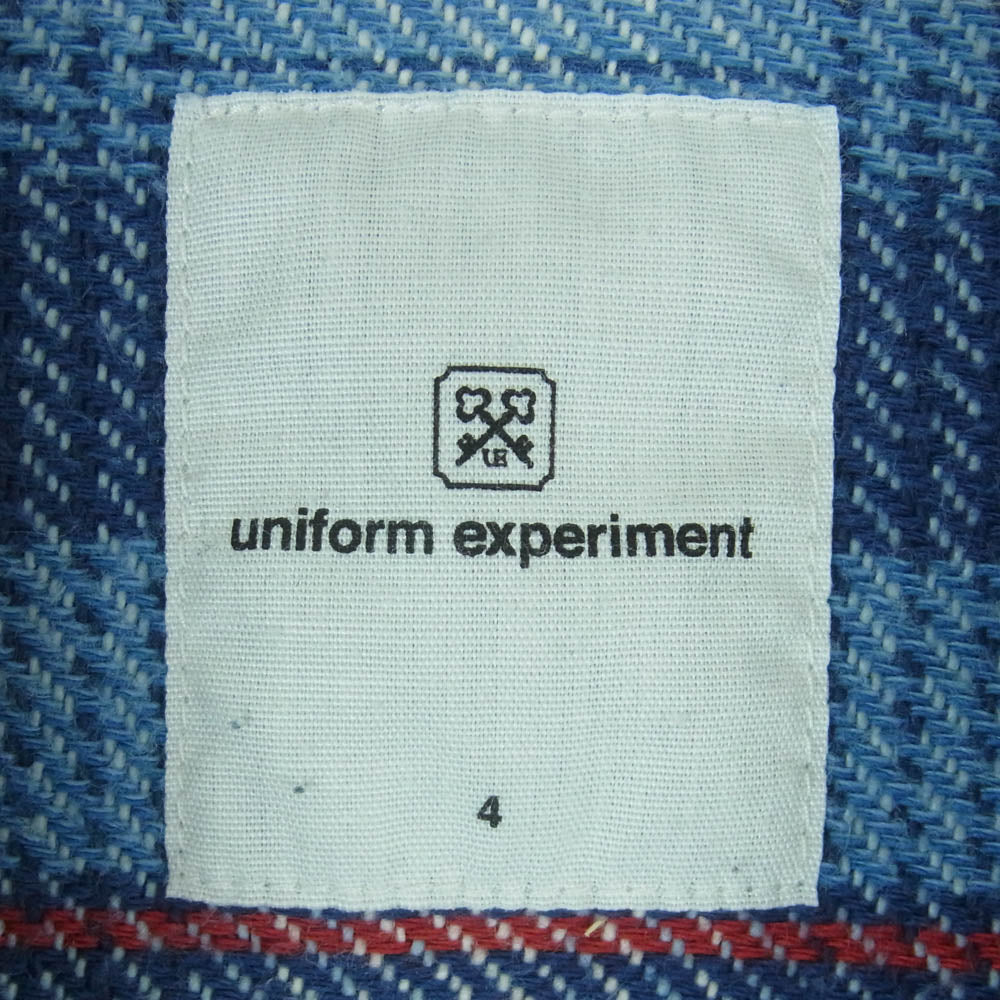 uniform experiment ユニフォームエクスペリメント UE-156057 バックロゴ チェック ネルシャツ 長袖 シャツ ブルー系 4【中古】