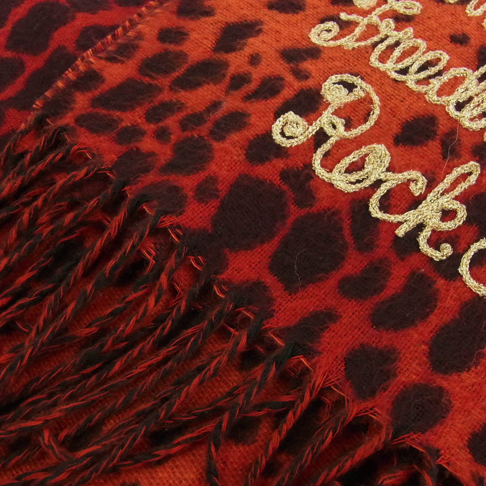 WACKO MARIA ワコマリア レオパード 刺繍 マフラー ストール レッド系【中古】
