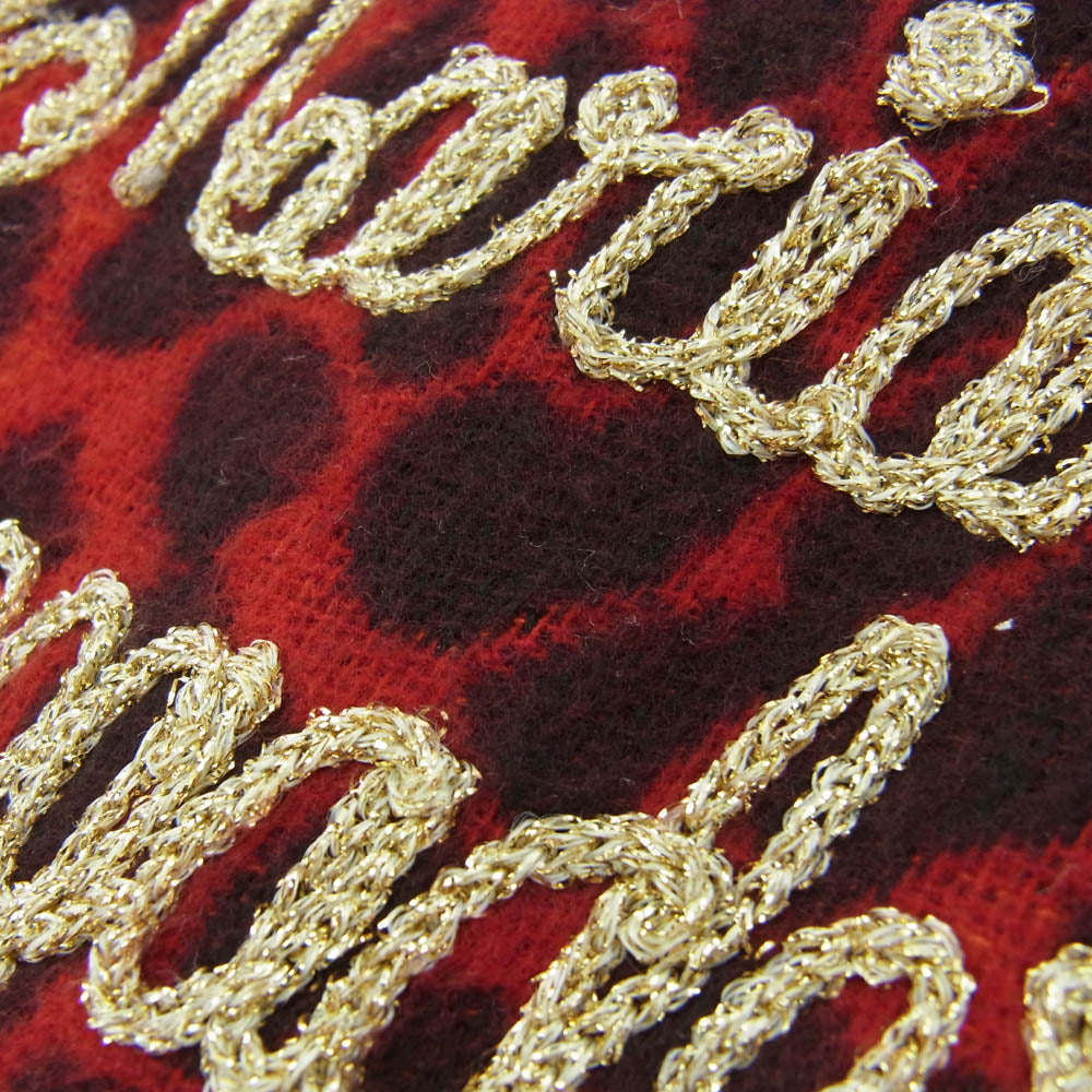 WACKO MARIA ワコマリア レオパード 刺繍 マフラー ストール レッド系【中古】