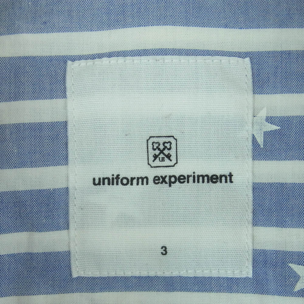 uniform experiment ユニフォームエクスペリメント UE-120023 ボーダー スター ボタンダウン シャツ 長袖 ライトブルー系 ホワイト系 3【中古】
