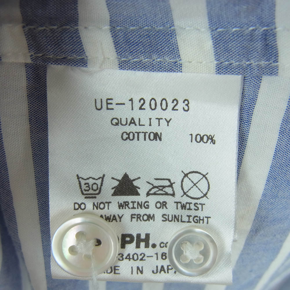 uniform experiment ユニフォームエクスペリメント UE-120023 ボーダー スター ボタンダウン シャツ 長袖 ライトブルー系 ホワイト系 3【中古】
