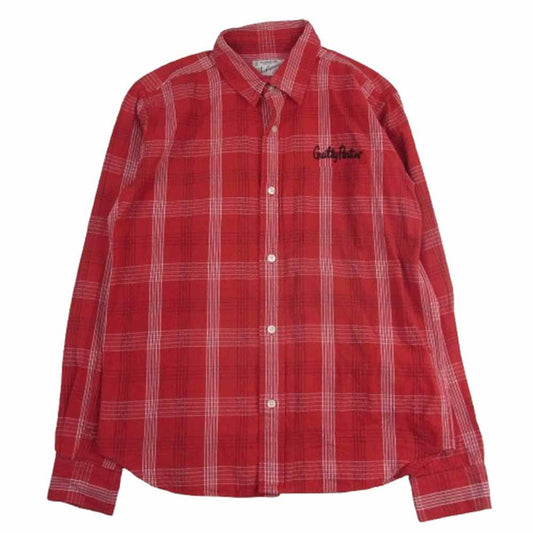 WACKO MARIA ワコマリア ロゴ 刺繍 長袖 チェック シャツ レッド レッド系 L【中古】