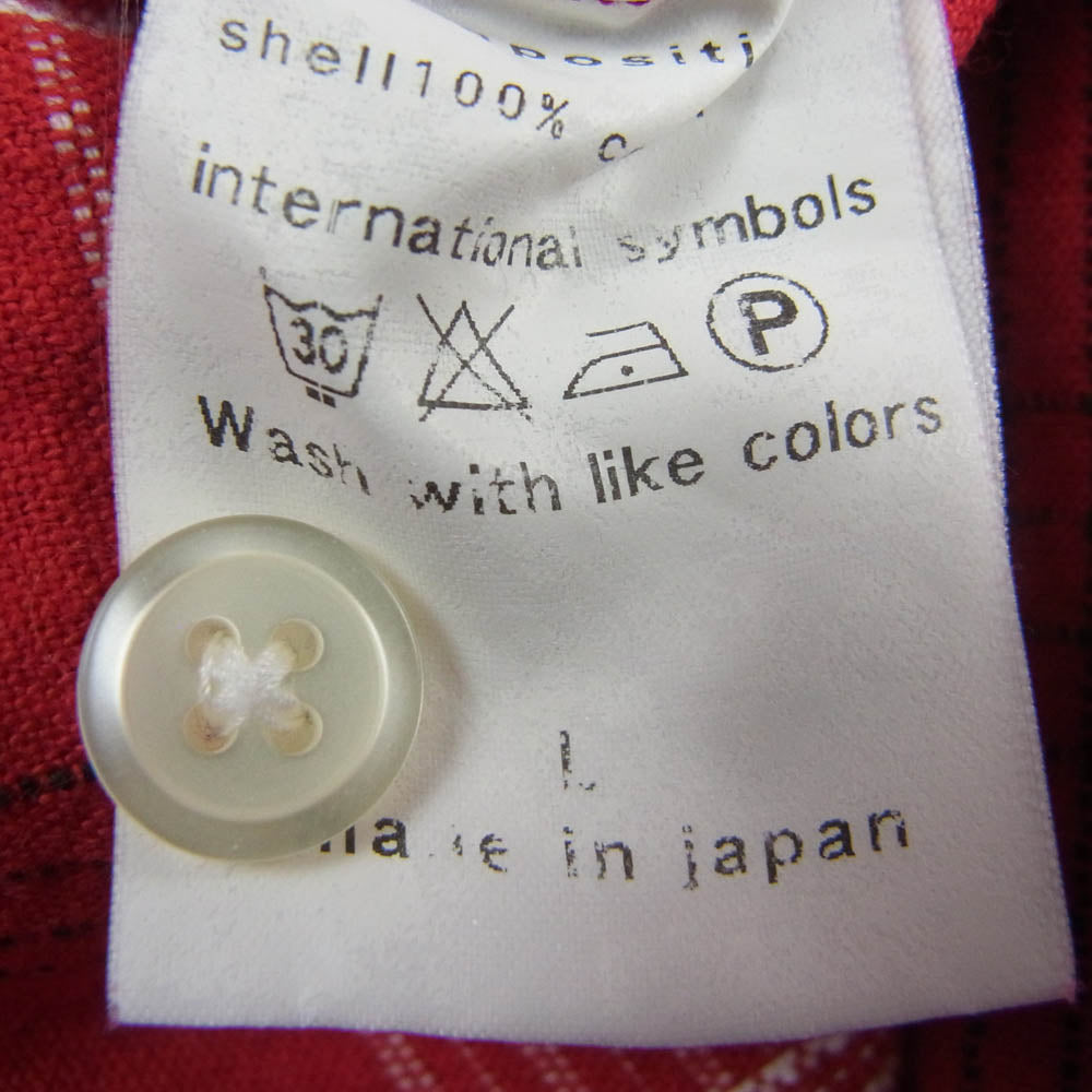 WACKO MARIA ワコマリア ロゴ 刺繍 長袖 チェック シャツ レッド レッド系 L【中古】