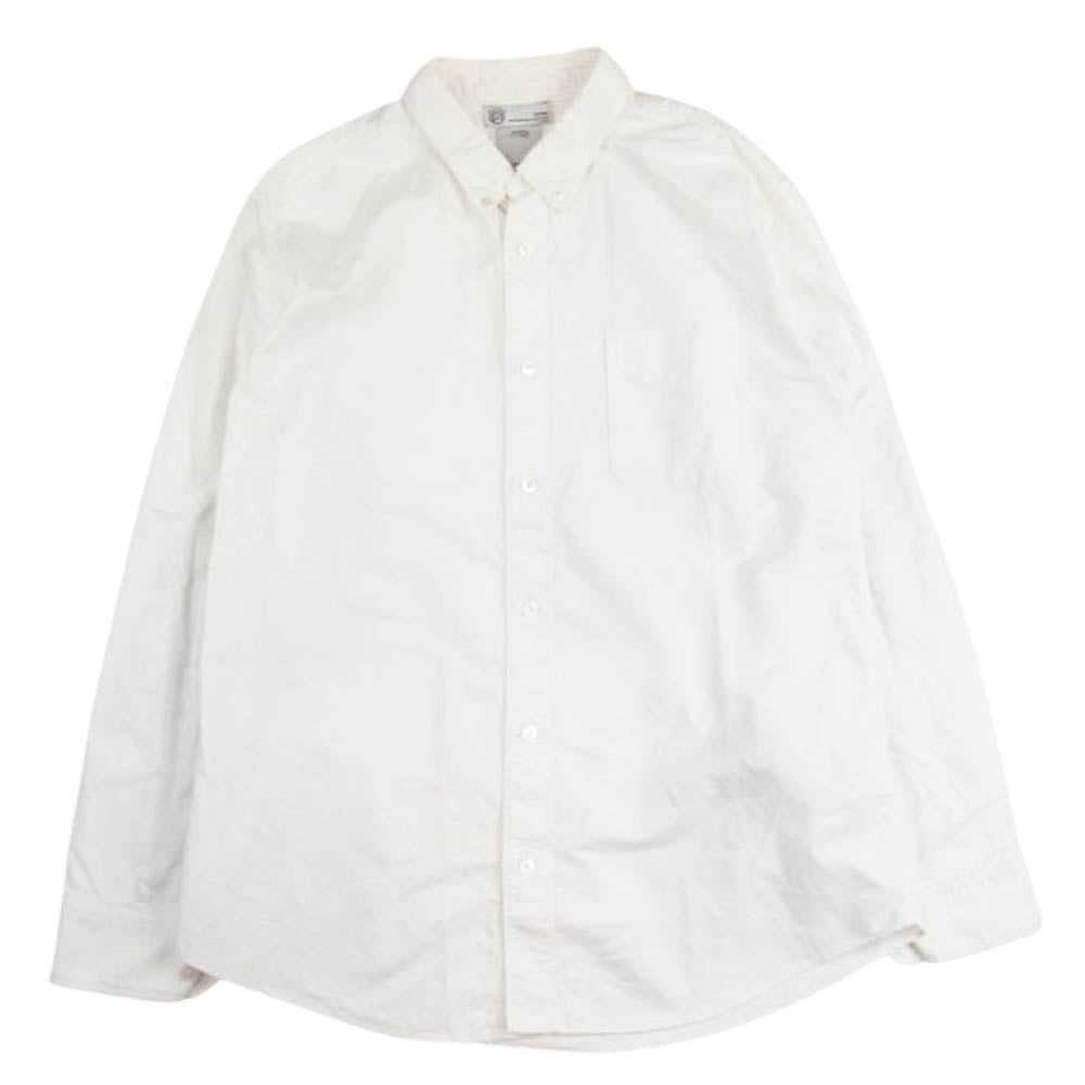VISVIM ビズビム 13SS 0113105011005 ALBACORE KOFU SHIRT B.D L/S GIZA コットン オックスフォード 袖 切替 チェック 長袖 ボタンダウン ホワイト系 3【中古】