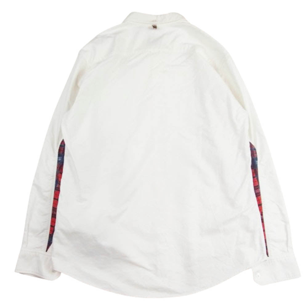 VISVIM ビズビム 13SS 0113105011005 ALBACORE KOFU SHIRT B.D L/S GIZA コットン オックスフォード 袖 切替 チェック 長袖 ボタンダウン ホワイト系 3【中古】