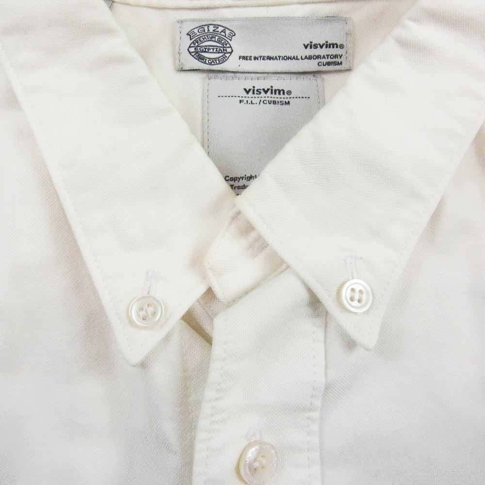 VISVIM ビズビム 13SS 0113105011005 ALBACORE KOFU SHIRT B.D L/S GIZA コットン オックスフォード 袖 切替 チェック 長袖 ボタンダウン ホワイト系 3【中古】