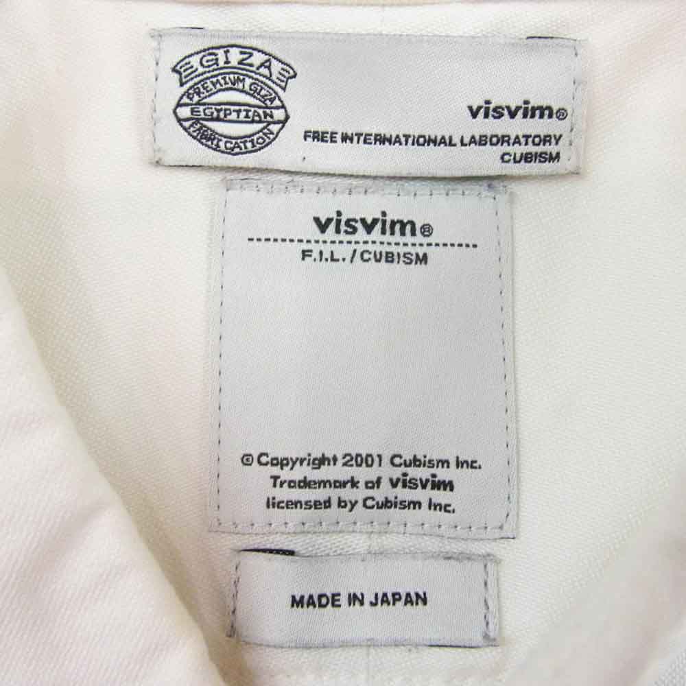 VISVIM ビズビム 13SS 0113105011005 ALBACORE KOFU SHIRT B.D L/S GIZA コットン オックスフォード 袖 切替 チェック 長袖 ボタンダウン ホワイト系 3【中古】