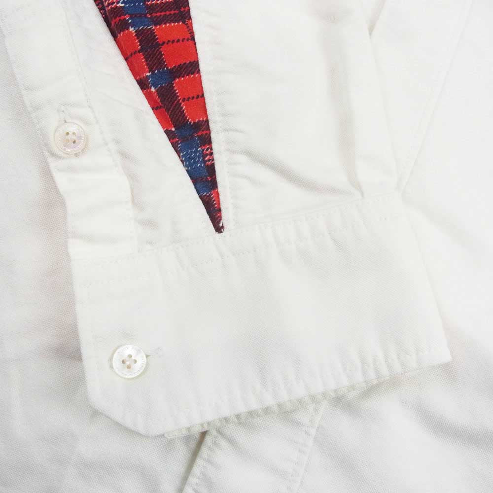 VISVIM ビズビム 13SS 0113105011005 ALBACORE KOFU SHIRT B.D L/S GIZA コットン オックスフォード 袖 切替 チェック 長袖 ボタンダウン ホワイト系 3【中古】