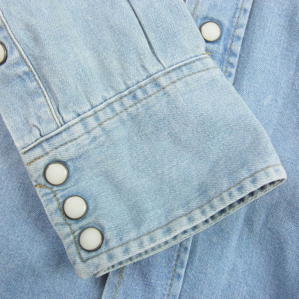 WACKO MARIA ワコマリア 刺繍 スカル 長袖 デニム ウエスタン シャツ インディゴブルー系 L【中古】