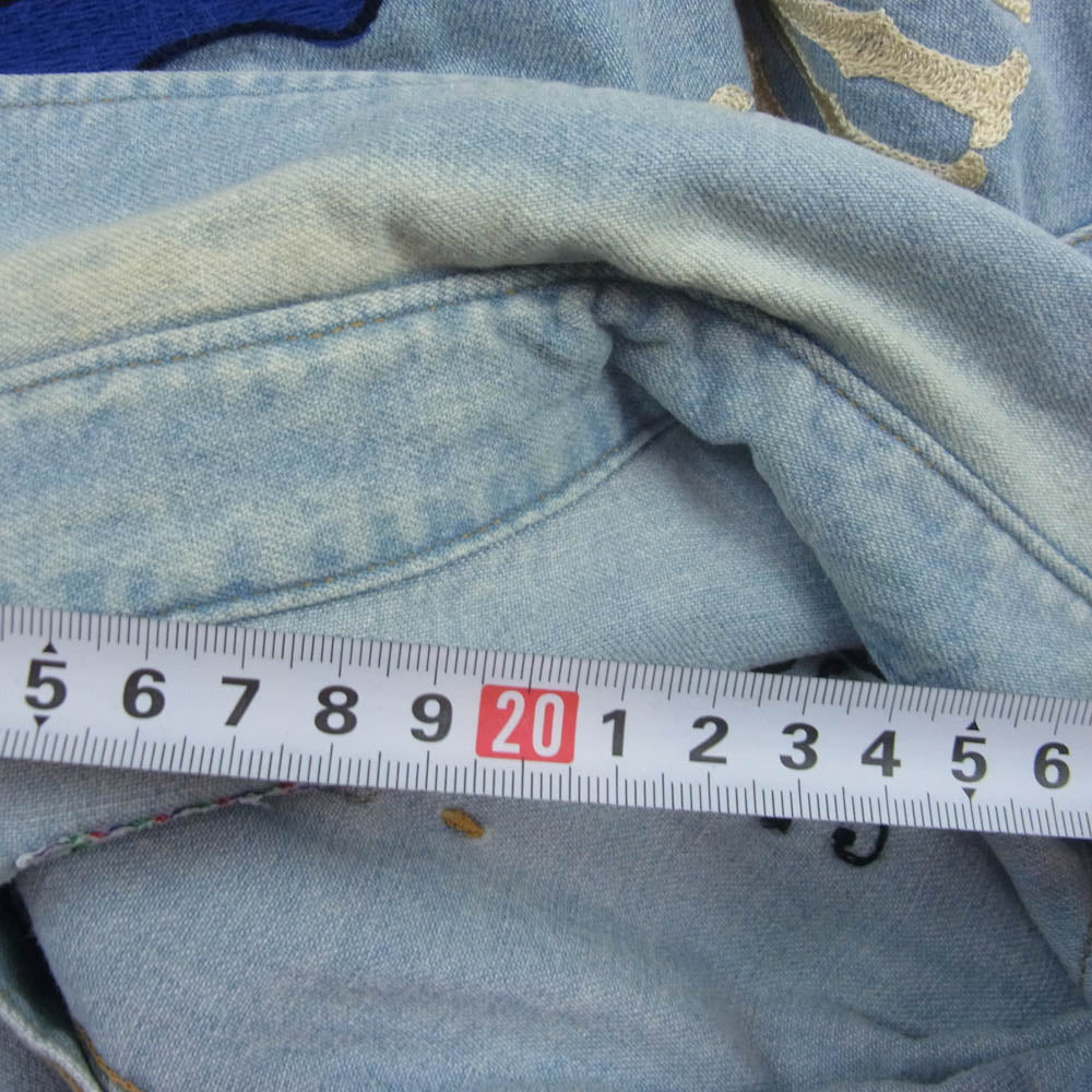 WACKO MARIA ワコマリア 刺繍 スカル 長袖 デニム ウエスタン シャツ インディゴブルー系 L【中古】