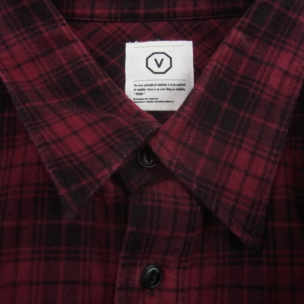 VISVIM ビズビム オンブレ チェック ネル 長袖 シャツ エンジ系 L【中古】