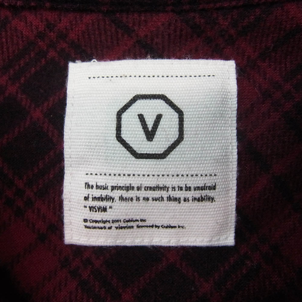 VISVIM ビズビム オンブレ チェック ネル 長袖 シャツ エンジ系 L【中古】