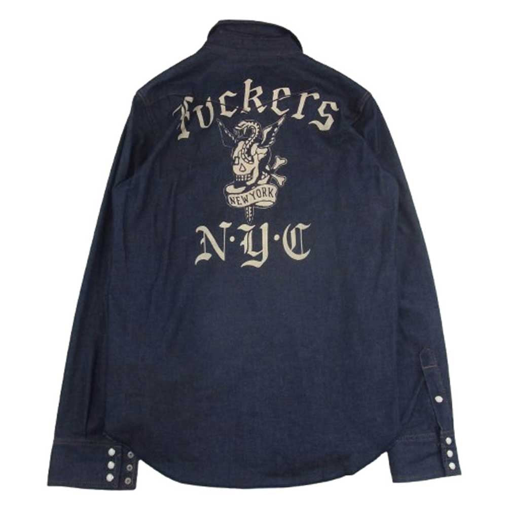 WACKO MARIA ワコマリア FUCKERS NYC 長袖 デニム ウエスタン シャツ インディゴブルー系 L【中古】