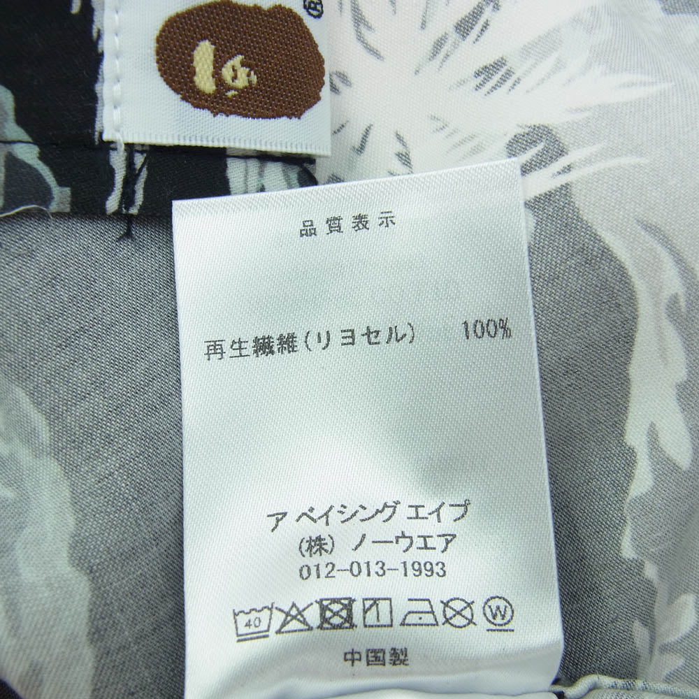 A BATHING APE アベイシングエイプ 1L30132306 PALM TREE CAMO OPEN COLLAR POCKET SS SHIRT カモ オープンカラー 半袖 シャツ ブラック系 L【新古品】【未使用】【中古】