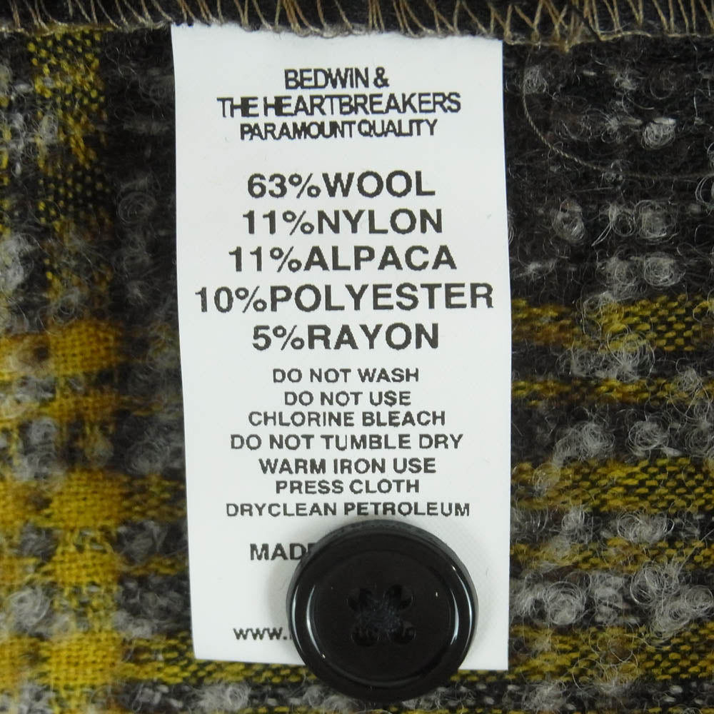 BEDWIN & THE HEARTBREAKERS ベドウィンアンドザハートブレイカーズ 24AW 24AB1741 WOOL BIG SHIRT BILLY ビッグ ウール チェック 長袖 シャツ ジャケット イエロー系 ブラウン系 3【中古】