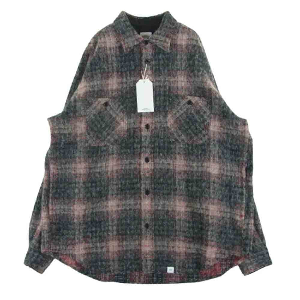 BEDWIN & THE HEARTBREAKERS ベドウィンアンドザハートブレイカーズ 24AW 24AB1741 WOOL BIG SHIRT BILLY ビッグ ウール チェック 長袖 シャツ ジャケット レッド系 グレー系 2【中古】