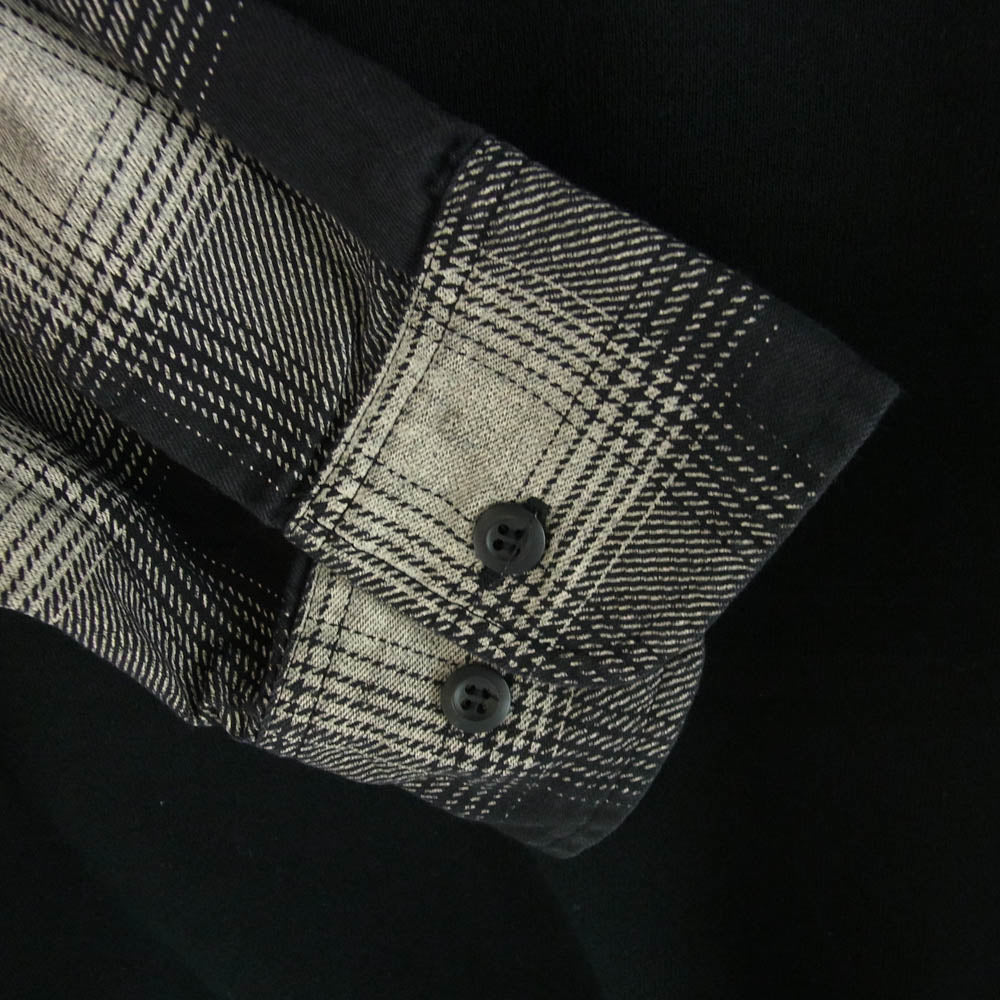 MINEDENIM マインデニム OLD PARK オールドパーク 21AW MND-21AWOP003 Denim SH Crew neck デニム ドッキング クルーネック シャツ スウェット ブラック系【極上美品】【中古】