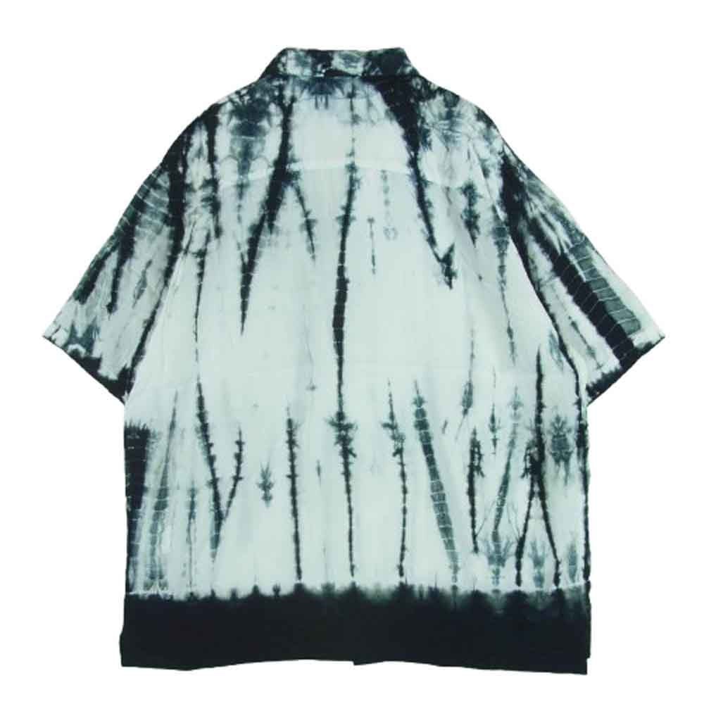 KUON クオン 115SH061400 Arimatsu Shibori Camp Collar Shirt 有松絞り オープンカラー 半袖 シャツ ブラック系 ホワイト系 09 S【新古品】【未使用】【中古】