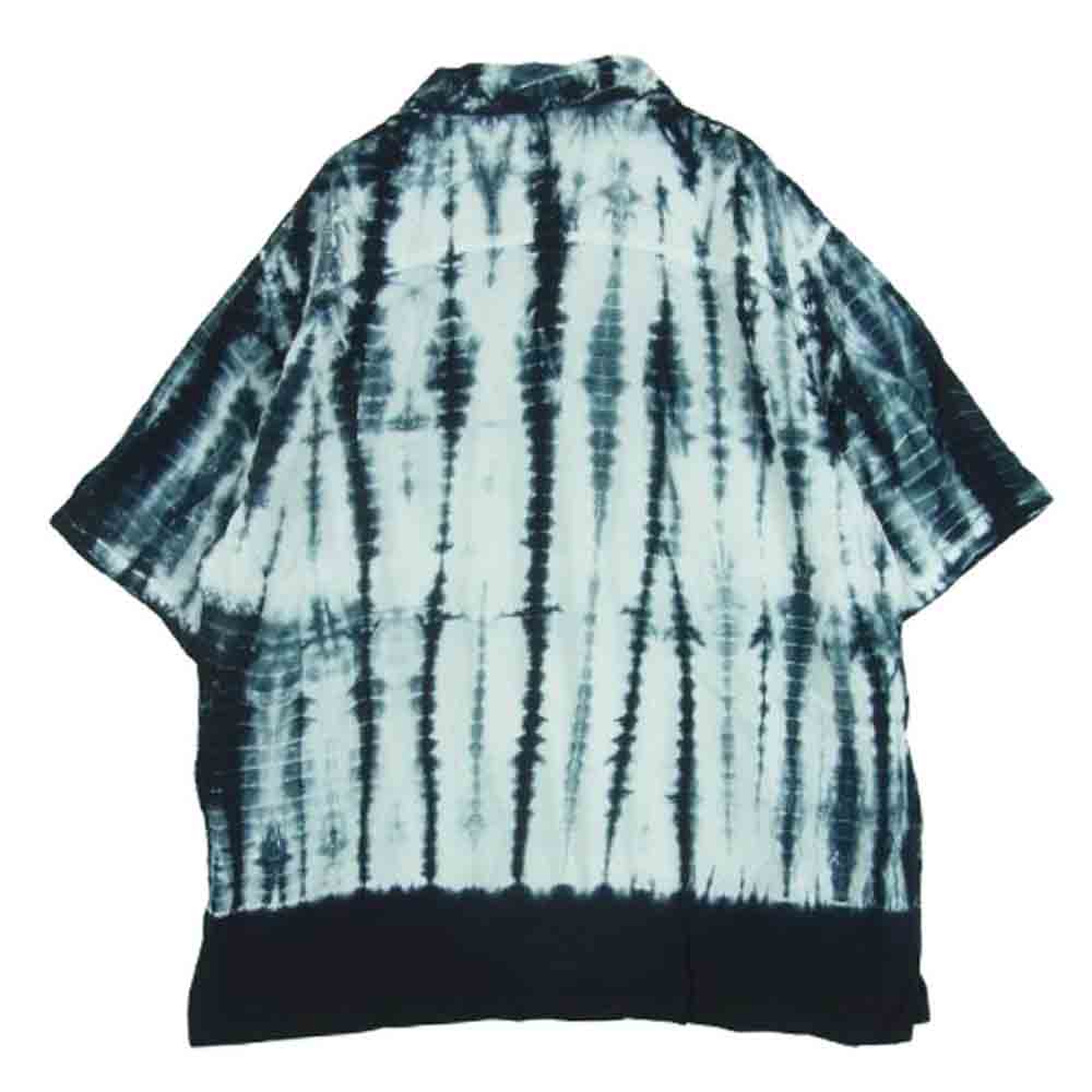 KUON クオン 115SH061400 Arimatsu Shibori Camp Collar Shirt 有松絞り オープンカラー 半袖 シャツ ブラック系 ホワイト系 09 M【新古品】【未使用】【中古】