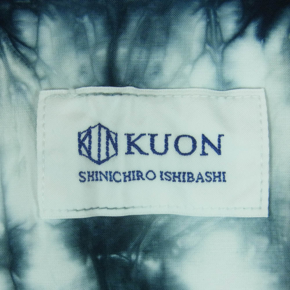 KUON クオン 115SH061400 Arimatsu Shibori Camp Collar Shirt 有松絞り オープンカラー 半袖 シャツ ブラック系 ホワイト系 09 M【新古品】【未使用】【中古】