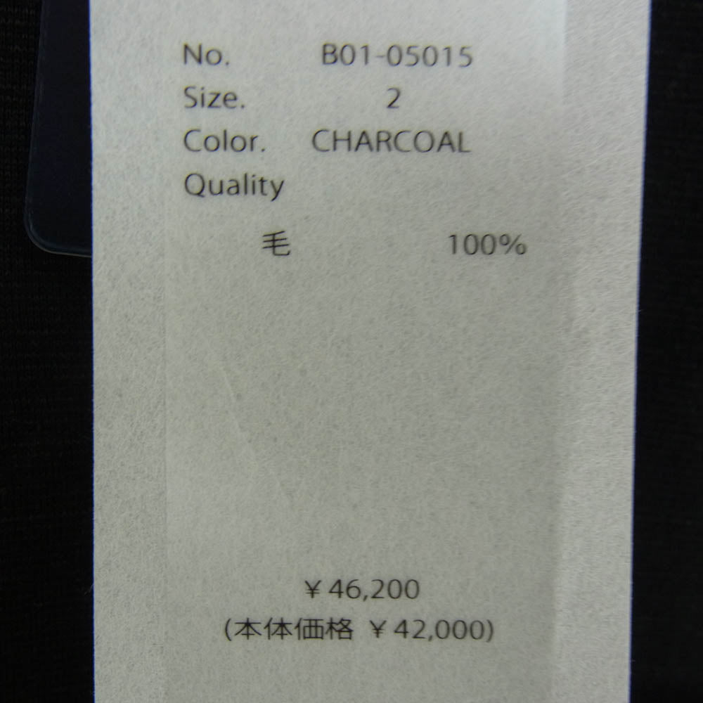 COMOLI コモリ 25SS B01-05015 サマーウール 長袖 クルー Tシャツ チャコール系 2【新古品】【未使用】【中古】