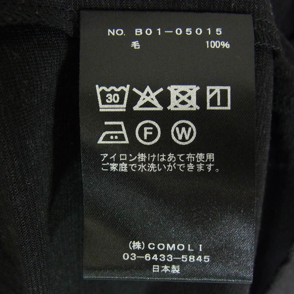 COMOLI コモリ 25SS B01-05015 サマーウール 長袖 クルー Tシャツ チャコール系 2【新古品】【未使用】【中古】