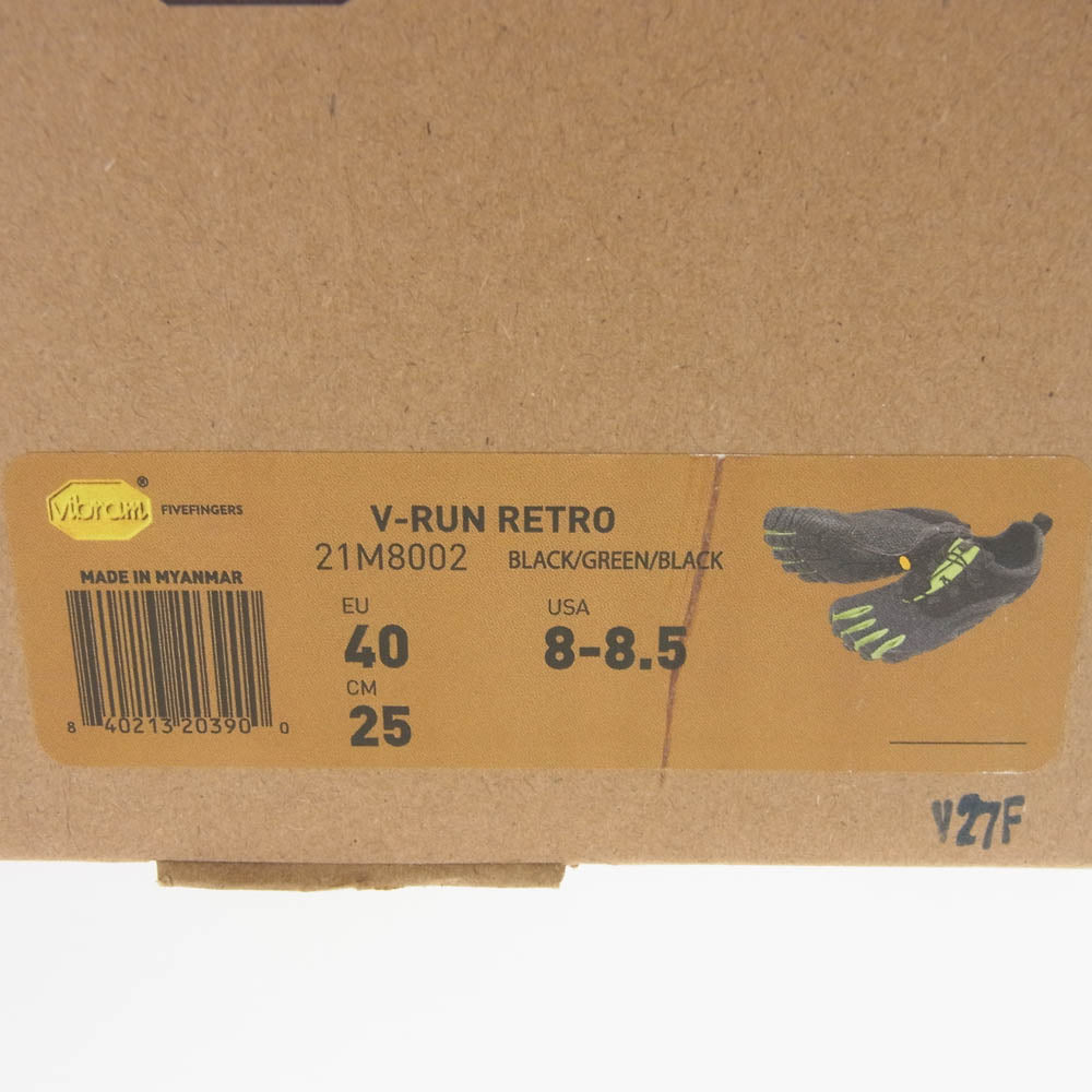 ビブラムファイブフィンガーズ 21M8002 V-Run RETRO トレーニング ランニング シューズ ブラック グリーン ブラック系 25cm【中古】