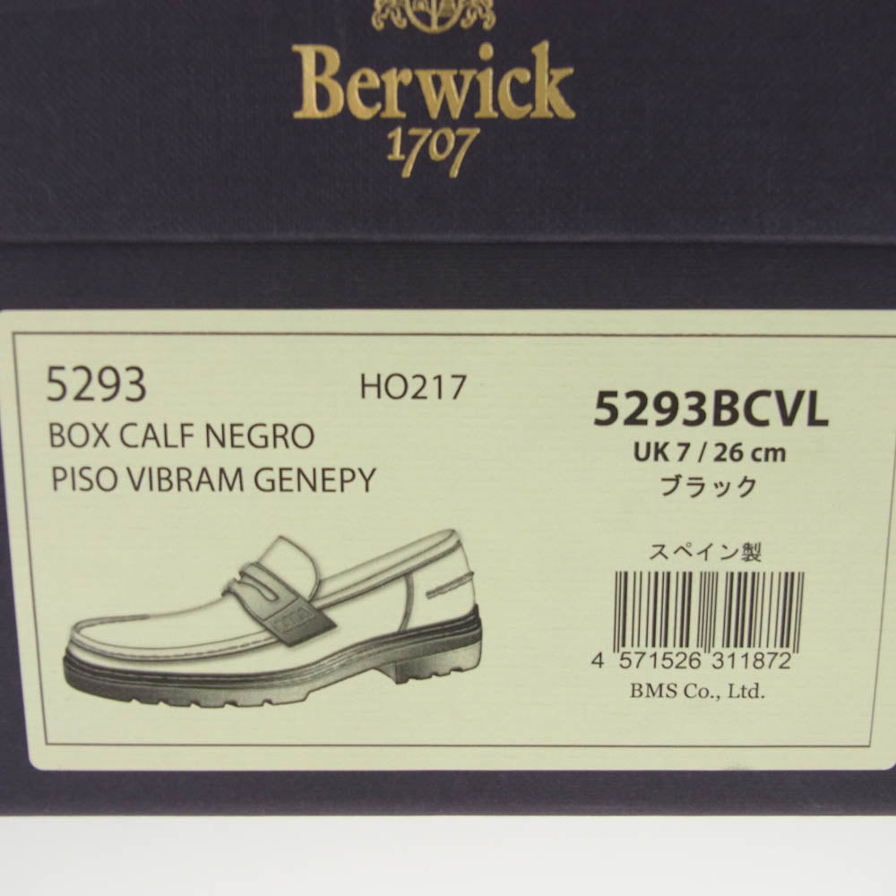 Berwick バーウィック 5293BCVL BOX CALF ヴィブラムヴィライト ソール コイン ローファー ブラック系 UK7/26cm【中古】