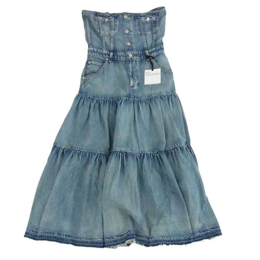 VALENTINO ヴァレンティノ DENIM DRESS デニム ドレス ワンピース インディゴブルー系 42【極上美品】【中古】
